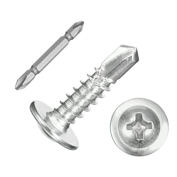 300Pcs #10x3/4" Self-Tapping Screws, 410 Stainless Steel Phillips Self Drilling Screws Flat Head Sheet Metal Screws for Industry, Furniture Repair, Silver