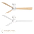 thumbnail image 3 of Aero 52in 3-Blade Smart Flush Mount Fan 2700K-6000K CCT Tunable Range LED Light Kit with Remote Control and White Hardware with Reversible Blades Natural Wood or White Works With iOS or Android App, 3 of 10