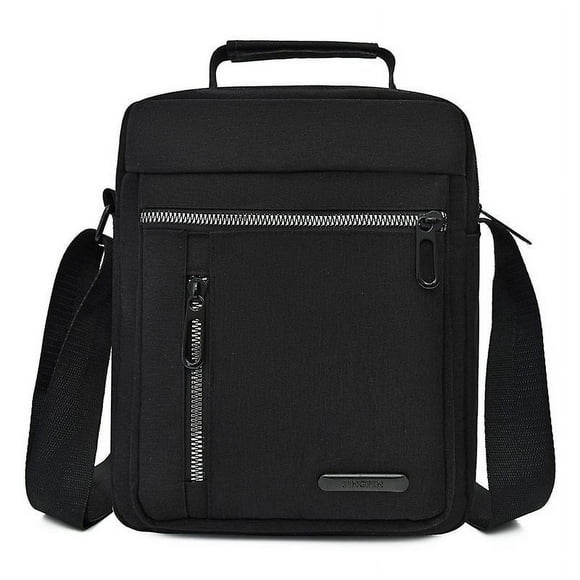 Men's Canvas Bag Business Travel Shoulder Bag Travel Large Capacity Tote (Black)