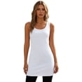 thumbnail image 1 of Gpoecd Plus Size Tank Tops for Women Longline Crew Neck Basic Layering Stretch Fit Comfortable Camisole with Built In Bra White,M, 1 of 4