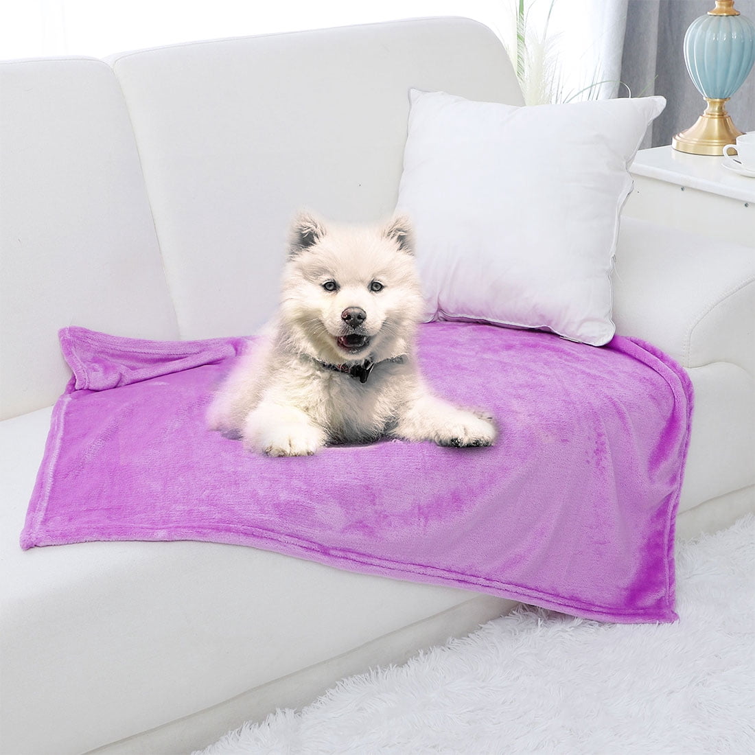 Unique Bargains Fuzzy Plush Flannel Fleece Throw Blanket Light Purple 27" x 40"