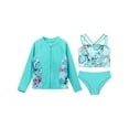 thumbnail image 3 of vastwit Girls Rash Guard Swimsuit Floral Printed Bikini with Long Sleeve Shirts Swimwear Set Lake Green 8, 3 of 5