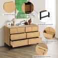 thumbnail image 4 of 6 Drawer Dresser for Bedroom, Rattan Dresser Drawer with Metal Handles, Modern Wooden Dresser Chest, 4 of 8
