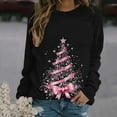 thumbnail image 4 of Christmas Sweatshirts For Women Crew Neck Long Sleeve Christmas Tree Graphic Print Pullover Funny Festival Outfits (M, Hot Pink), 4 of 5