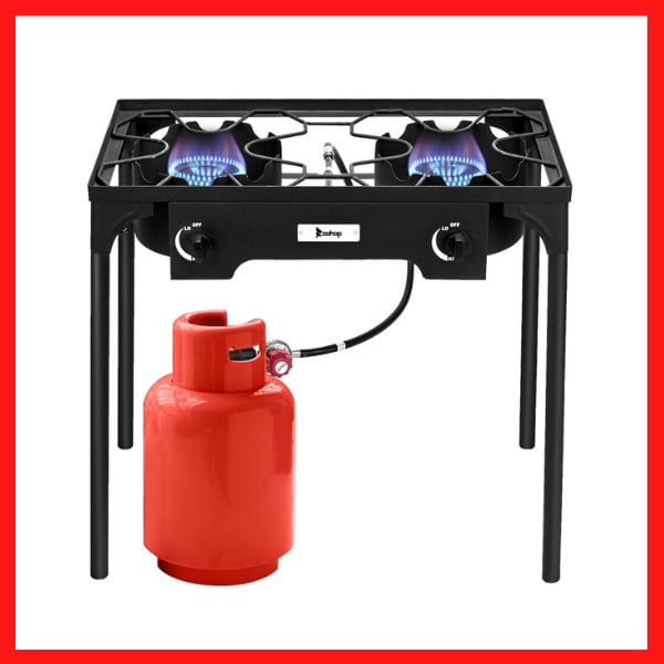 Hottest 2 Burner Outdoor Propane Gas Stove 150,000 BTU High Pressure Stand Cooker for Backyard Cooking Camping Home Brewing Canning Turkey Frying, 20 PSI Regulator