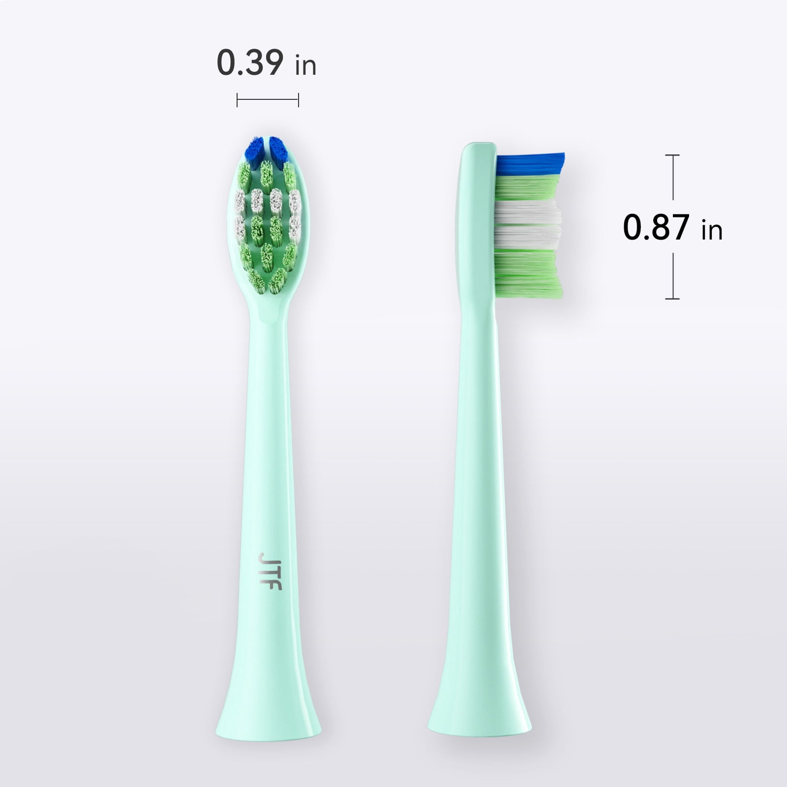 JTF Sonic Smart Toothbrush Genuine Standard Brush Heads, 9 Pack, Green, P200