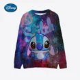 thumbnail image 3 of Sudadera con capucha de Disney Stitch para mujer, sudadera con capucha de patchwork, sudadera con estampado de rayas a la moda, camiseta de manga larga de otoño, 3 of 5