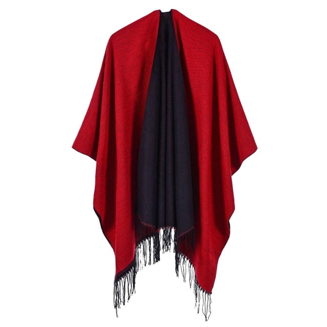 Chaqueta de Punto Bufanda Chal de Mujer Caliente Mantón Reversible con Poncho con Damas Regalos rojo Baoblaze Abrigo de chal cálido para mujer