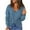 Blue, variant on Holloyiver Women Casual V Neck Long Sleeve Sweaters Cross Wrap Front Off Shoulder Asymmetric Hem Knitted Crop Solid Pullover S-2XL