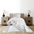 thumbnail image 4 of Ambesonne Black White Quilted Bedspread Set 2 Pcs, Soccer Ball in Net, Twin Size, Black White, 4 of 5