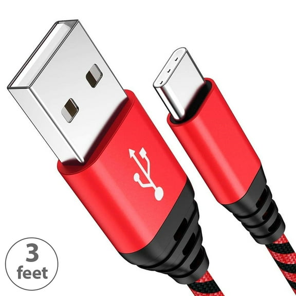 Borz 3 Feet USB Type C Cable Fast Charging Cable USB-C Type-C 3.1 Data Sync Charger Cable Cord for Samsung Galaxy S10  S10e S9 S9  Galaxy S8 S8 Plus Nexus 5X 6P OnePlus 3 LG G5 G6 V20 HTC M10 Google