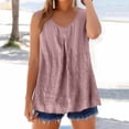 thumbnail image 2 of WULMLEO Cotton Linen Tank Tops for Womens Summer Sleeveless Crewneck Blouse Casual Solid Color Loose Outdoor Basic Shirt Purple 3XL, 2 of 5