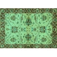 thumbnail image 1 of Ahgly Company Machine Washable Indoor Rectangle Oriental Turquoise Blue Traditional Area Rugs, 5' x 7', 1 of 4