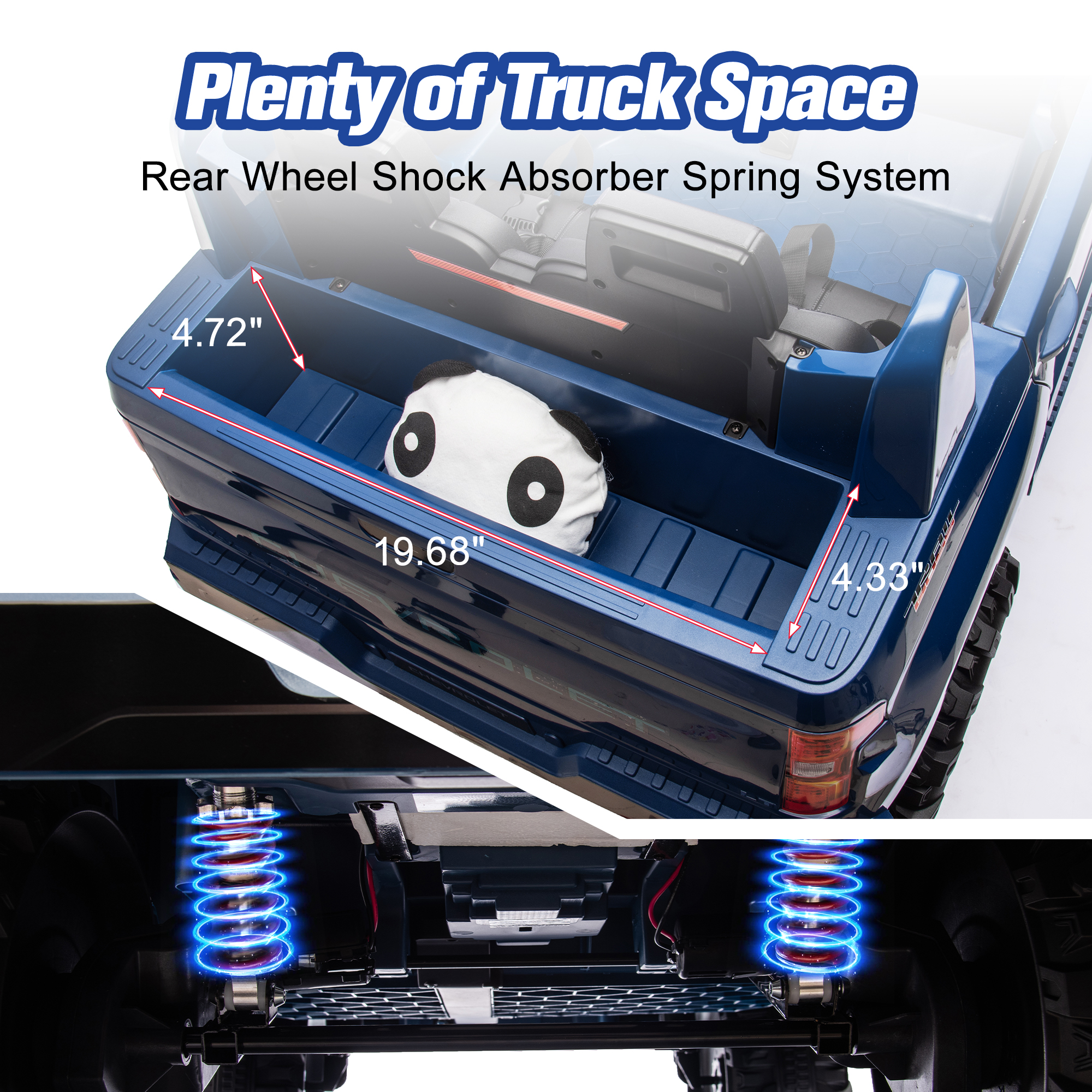 Chevrolet Silverado 24V Powered Ride on Cars for Kids, Extra large Real 2 Seat Ride on Toys with Remote Control, LED Light, MP3 Player, Electric Vehicles Ride on Truck for Boys Girls Gifts, Blue