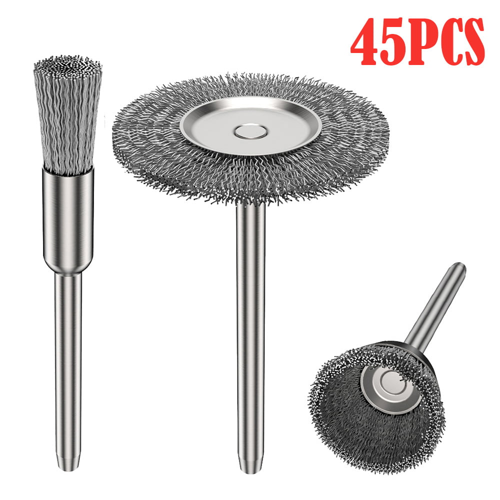 45Pcs Wire Steel Brass Brushes Polishing Brush Wheels Rust Remover Rotary Tool 