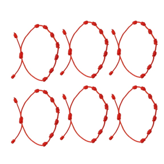 DESIGNICE 6 Pcs Red String Bracelets for Women,Protection Knot Bracelet,7-Knot Woven Anklet