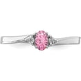 thumbnail image 5 of Sterling Silver Rhodium-Plated Pink Cz & Diamond Birthstone Ring (Size 8) Made In India qbr25oct-8, 5 of 5