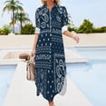 thumbnail image 3 of Paisley Bandana Pattern Shirt Dress Long Sleeve Street Fashion V Neck Oversized Casual Dress Women Evening Dress, 3 of 7