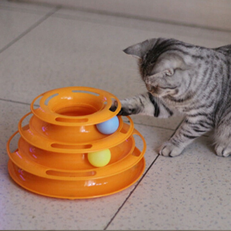 Cat Toy Roller Cat Toys 3 Level Towers Tracks Roller with Three