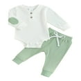 thumbnail image 1 of Baby Boys Pants Set  Long Sleeve Contrast Color Romper with Pants, 1 of 8