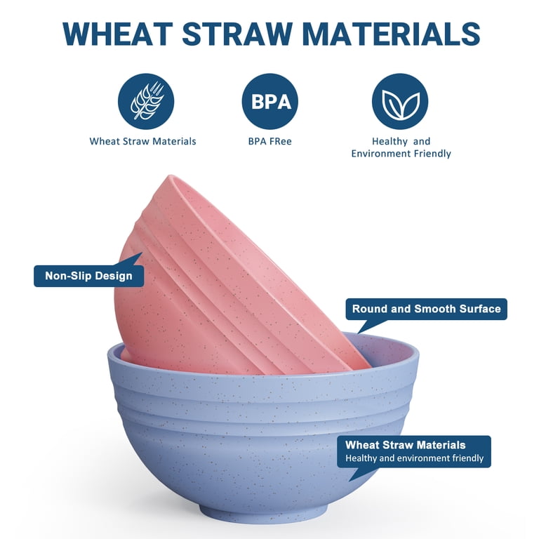 Tinana Wheat Straw Bowls, 26 oz, Set of 8, Multicolor photo 3
