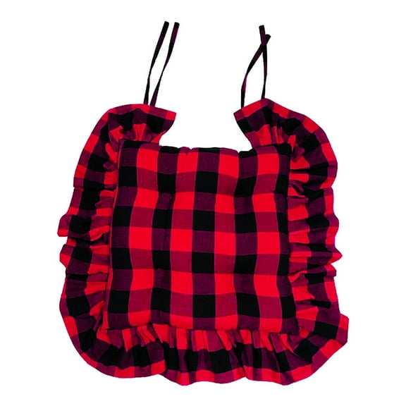 Franklin Black & Red Plaid Gingham Chairpad 17"