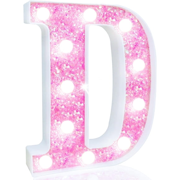 Luz LED Pooqla con letras marquesinas, color rosa, funciona con pilas