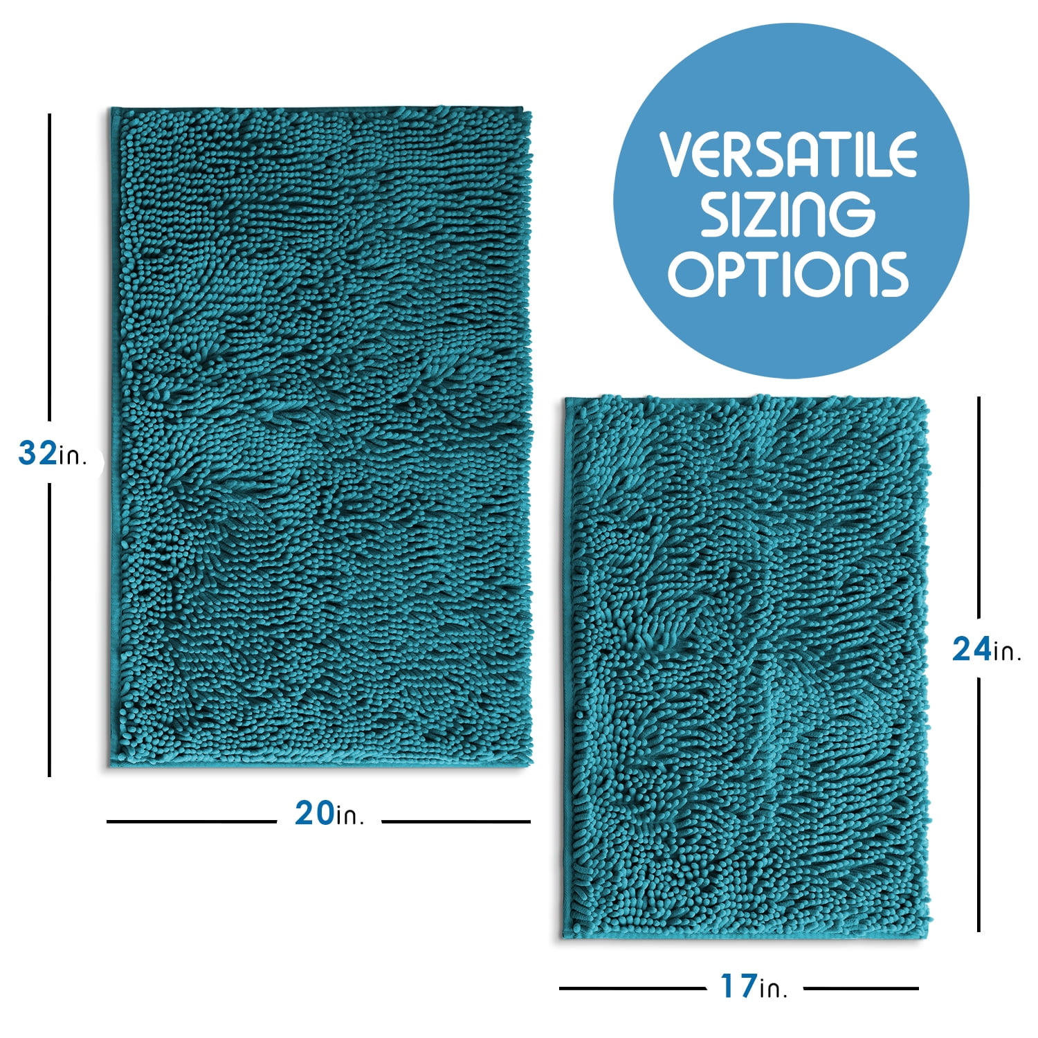 Nestl Bathroom Rugs, Machine Washable Bath Mats For bathroom Floor Rugs, Nonslip Backing Rubber Bath Rug, Teal