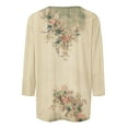 thumbnail image 4 of CYMMPU Spring Tops Crew Neck Tunic Tops 3/4 Sleeve Floral Printed Loose Fit Blouses for Women Dressy Casual Fall Trendy Shirts Lightweight Basic Tees Yellow M, 4 of 5