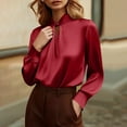 thumbnail image 6 of yillto Women's Dressy Blouse Satin Silky Casual Business Tops Long Sleeve Work Office Shirt Fall Outfits, 6 of 7