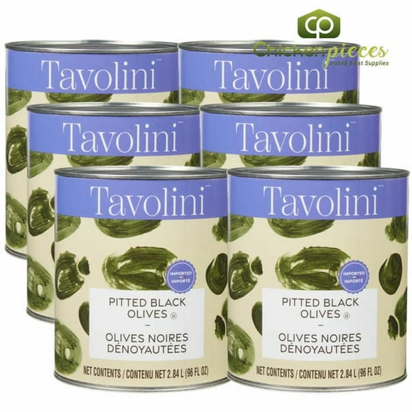 Tavolini Olives Noires Mûres Tranchées, Tranches d'Olive Dénoyautées de Qualité Supérieure pour Pizza et Salades, Boîte de 100 oz (2,84 L)