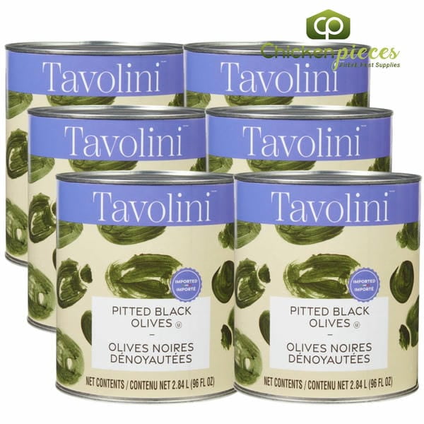 Tavolini Sliced Ripe Black Olives, Premium Pitted Olive Slices for Pizza and Salads, 100 oz (2.84L) Can