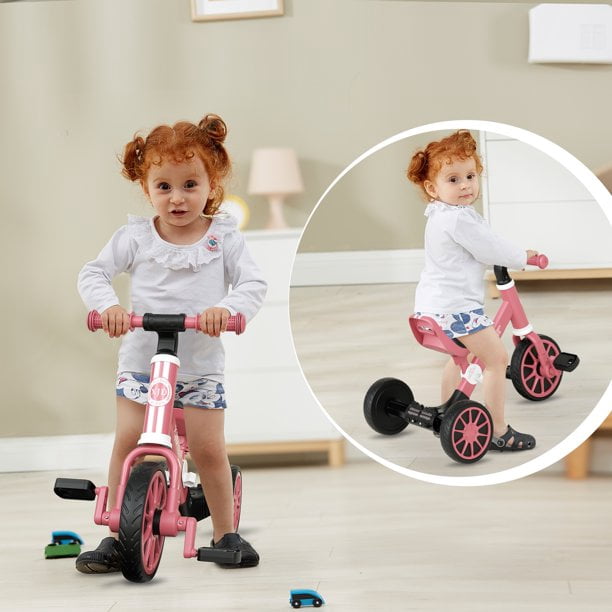 Draisienne Bébé 1-3 Ans avec 4 Roues Vélo d'Equilibre pour Enfants