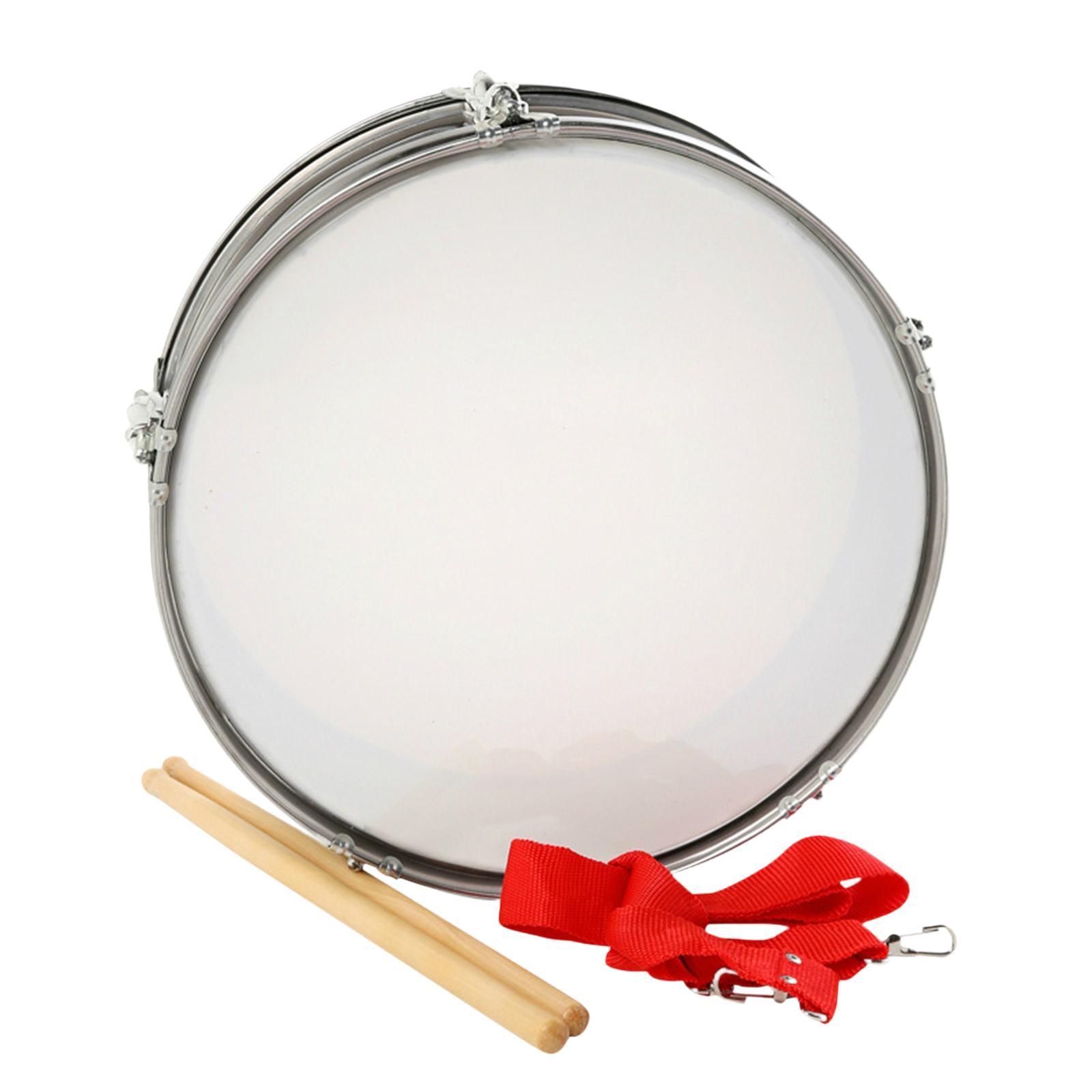 Snare Drum Hand Drum Drumsticks Marching Stainless Steel 13 Inch for Beginners School Band Practice
