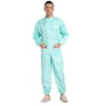 thumbnail image 2 of TiaoBug Men's One Piece Work Coveralls Jumpsuits Long Sleeves Front Zipper Workshop Body Suits Light Green 5XL, 2 of 4