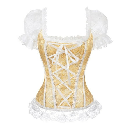 

Clearance! Holloyiver Firm Shapewear for Women Tummy Control Corsets for Floral Overbust Corset Bustier Lingerie Top Gothic Erogenous Underwear Yellow