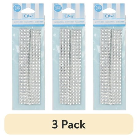 (3 pack) Offray Accessories, Silver Adhesive Gems are great additions to self printed invitations, scrap booking or any craft project, 3 strips, 1 Package