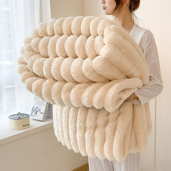 Queen Size Plush Bubble Blanket for Adults, Soft Fluffy Flannel Throw Blanket for Couch, Bed, or Sofa, Cozy Thick Warm Nap Blanket for Women