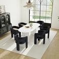 thumbnail image 6 of Guyou Modern Velvet Upholstered Dining Chair, Cute Barrel Side Armchair Kitchen Chair with Armrests and Back for Living Room Dining Room Bedroom, Black, 6 of 11