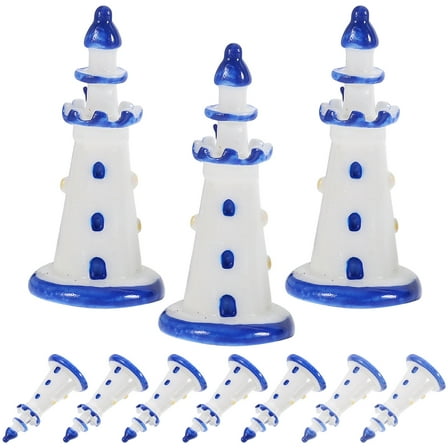 10 Pcs Lighthouse Figurines Tiny Mini Dollhouse Model Kit
