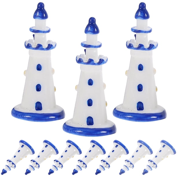 BRIGHTFUFU 10 unids Mini resina Lighthouse Modelo Micro-Paisaje DIY Muñeca Casa Accesorios