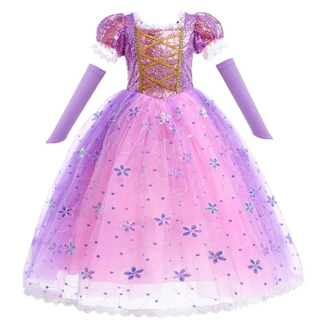 Vestido de Rapunzel para niña, disfraz de princesa para carnaval, traje de fiesta de cumpleaños, ropa de 2 a 10 años Fivean unisex