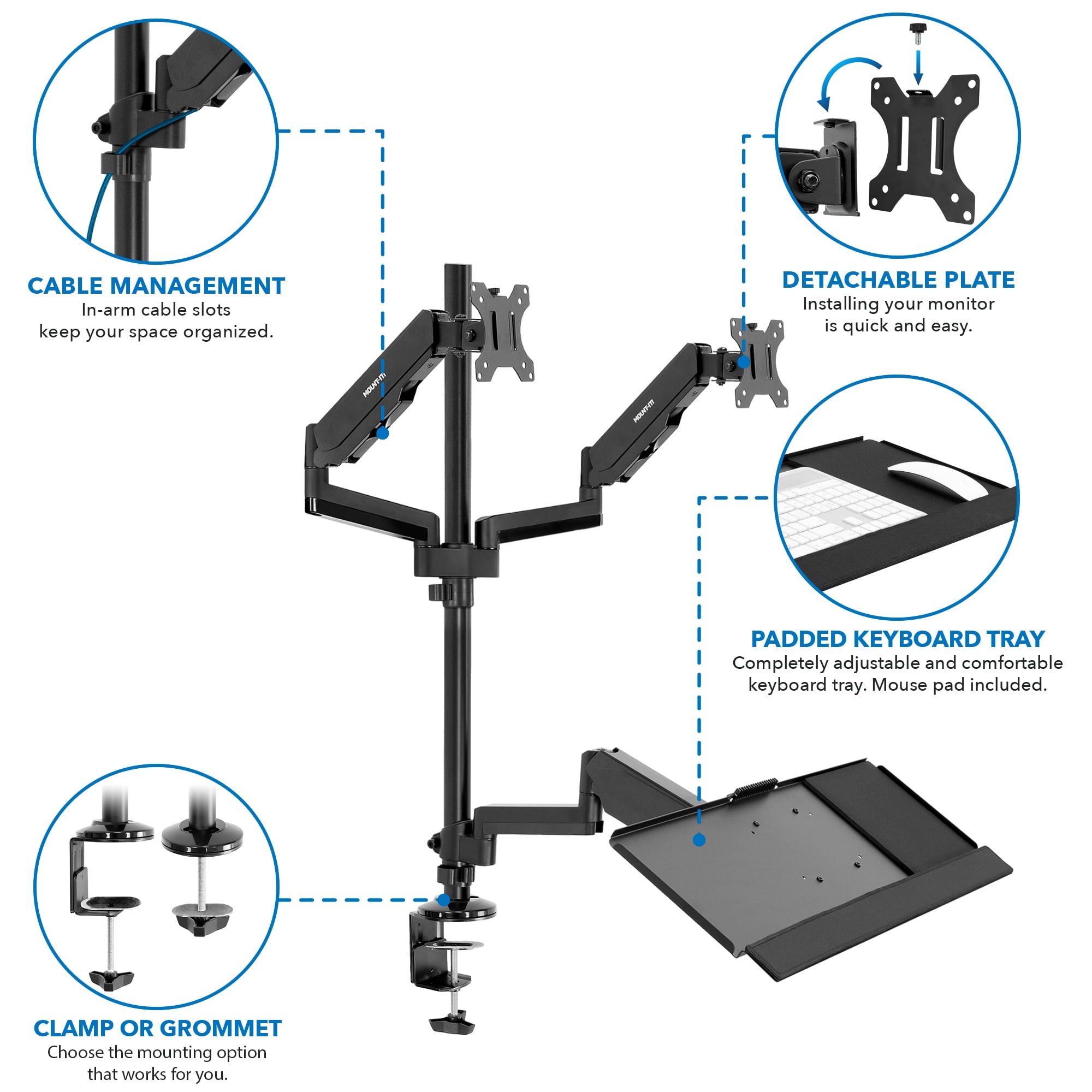 Mount-It! Dual Monitor Sit-Stand Desk Mount | Fits 17"-32" Computer Screens