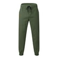 thumbnail image 2 of FINALGANG Men Cargo Pants Solid Color Elastic Waist Drawstring Jogger Trousers With Pockets Man Leisure Climbing Hiking Camping Cycling Pants,Army Green,L, 2 of 3