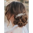 thumbnail image 3 of Crystal Bride Wedding Hair Combs Sliver Bridal Hair Piece Pearl Hair Clips Hair Accessories for Women and Girls (Gold), 3 of 4
