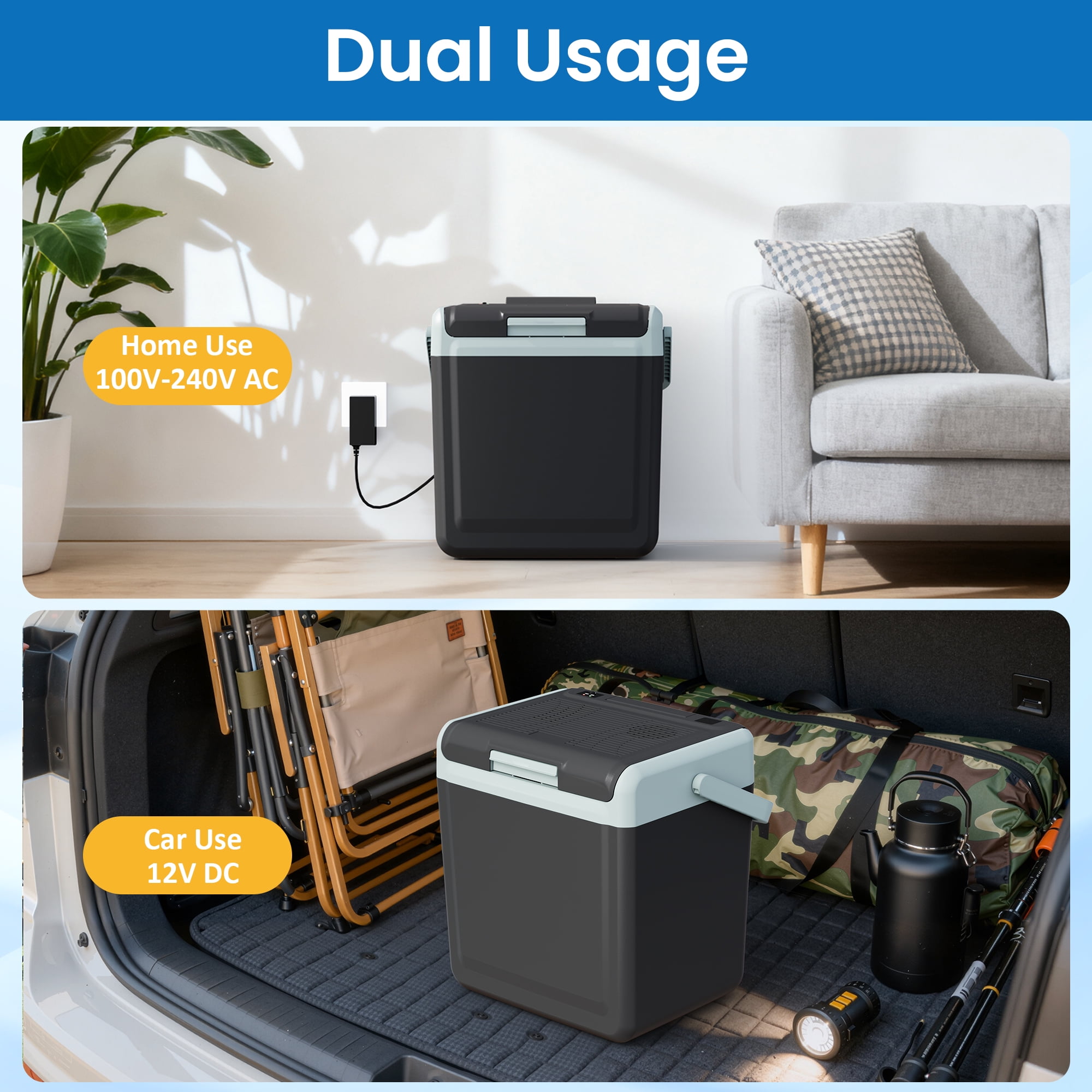 Sunvivi 25QT Portable Electric Cooler & Warmer with Handle – Mini Fridge for Car, Road Trips, Camping, Home, and Office, Black