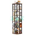 thumbnail image 2 of Homieasy Rotating Bookshelf, 360 Display Wood Spinning Bookshelves, 5 Tier Floorstanding Narrow Bookcase, Corner Bookshelf for Small Space, Rustic Brown, 2 of 7