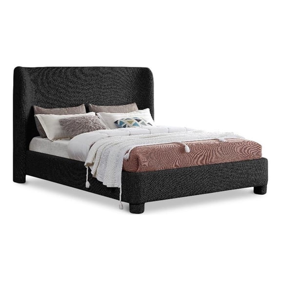 Pemberley Row Boucle Fabric Black Queen Bed Rectangular Contemporary 73" W x 88" D x 52" H Unassembled