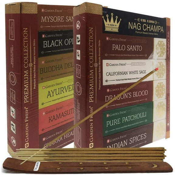 Masala Incense Sticks Variety Pack #1 And Incense Stick Holder Bundle