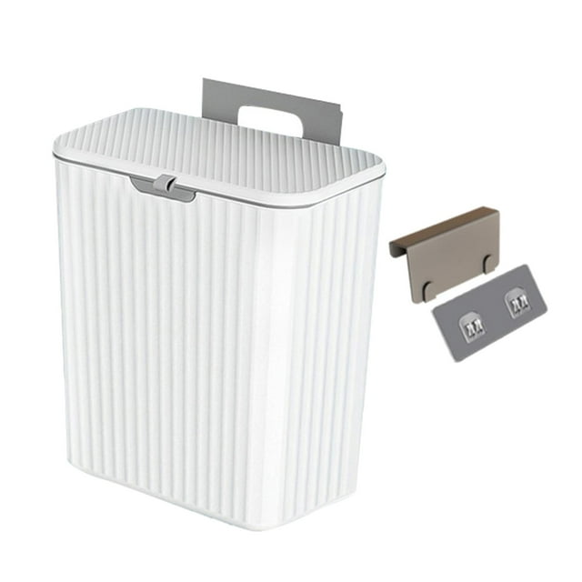 veasfak Countertop Stable Hanging Waste Bin Portable Waste Bin Small Kitchen Compost Bin White 9L